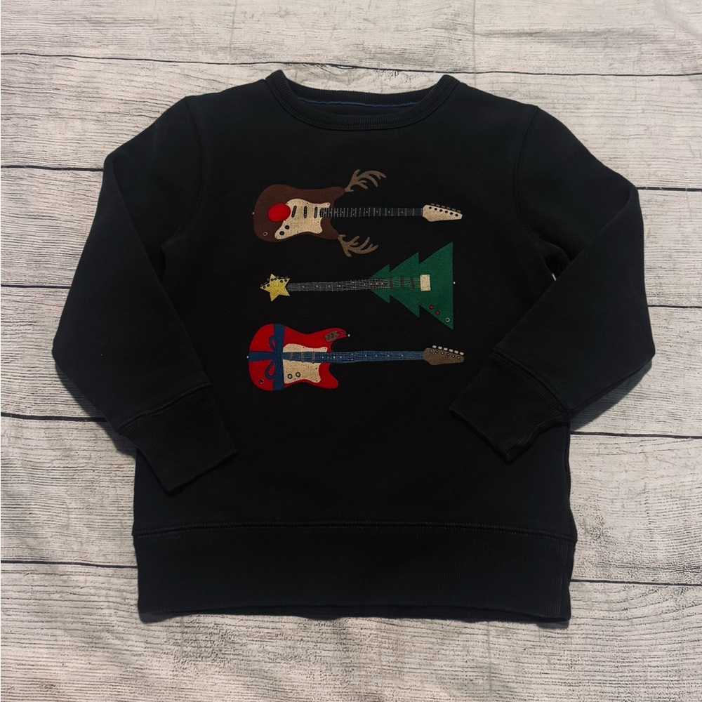 Mini Boden Green Festive Sweatshirt 6 7 Shirt Guitar